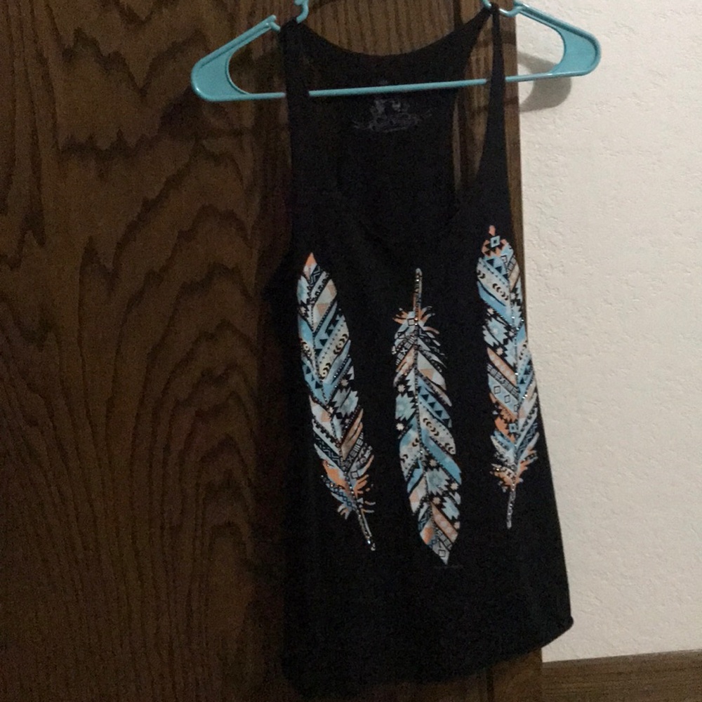 Medium black feather tank top